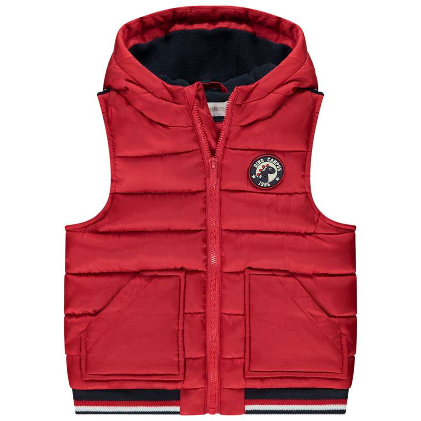 Chaleco acolchado sin mangas con parche y capucha para niño 