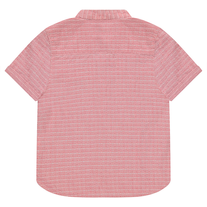 Camisa de manga corta de algodón de fantasía y cuello mao 