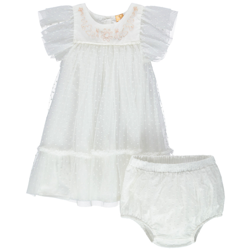 Conjunto de vestido de gala y pololo de tul con bordado de realce  Additional Conjunto de vestido de gala y pololo de tul con bordado de realce