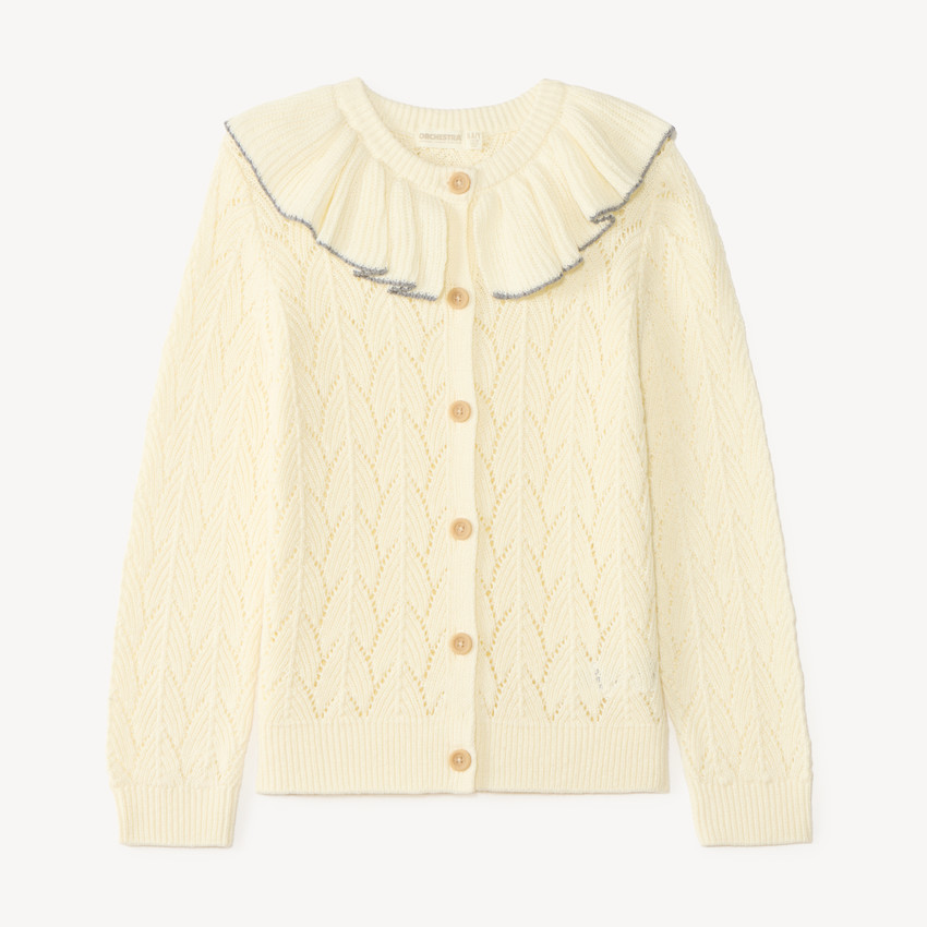 Chaleco de punto con cuello volante para niña 