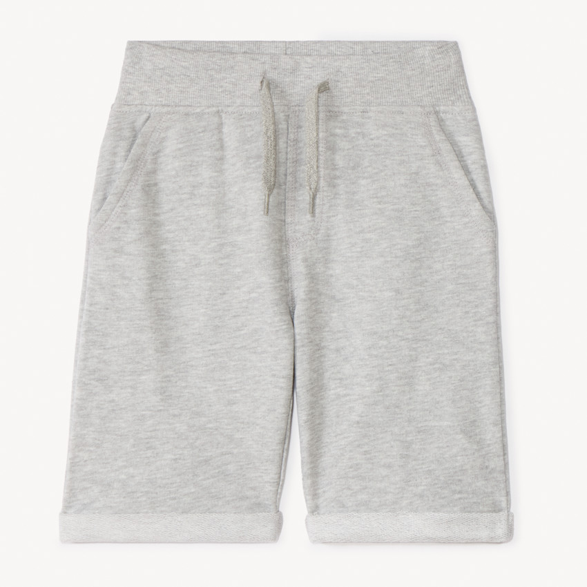 Bermudas de felpa unicolor con cintura elástica para niño 