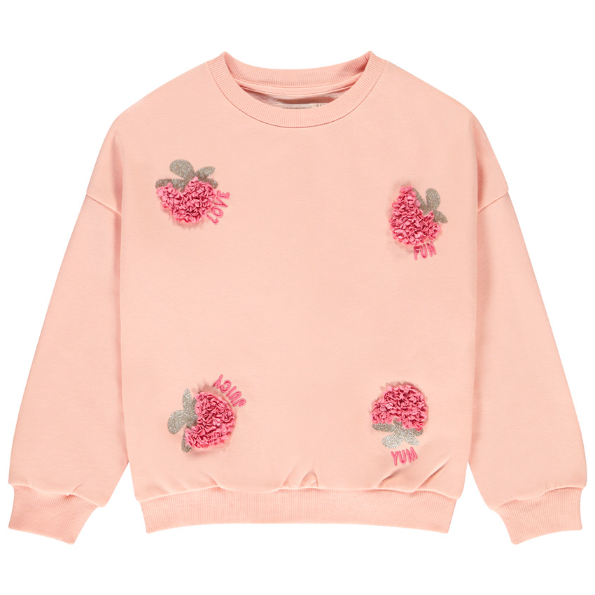 Sudadera de felpa oversize con motivos efecto pétalos 3D para niña 