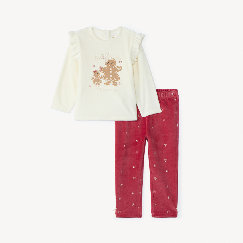 Set pyjama velours de Noël pour bébé fille avec finitions différentes selon l'âge 