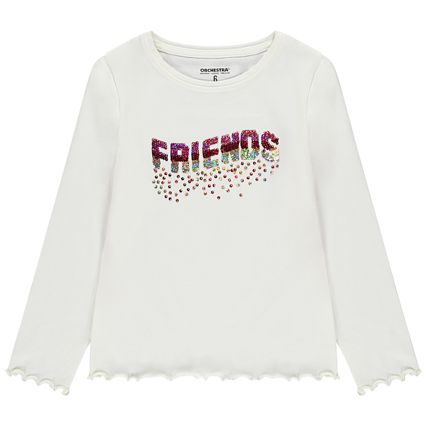 Camiseta de manga larga con lentejuelas mágicas degradadas para niña 