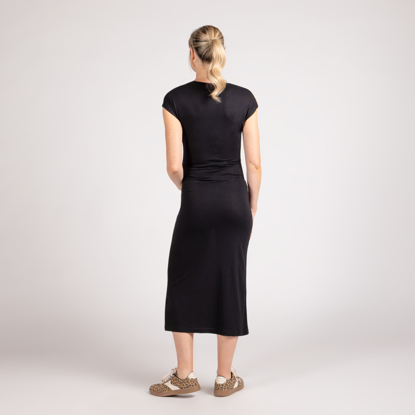 Vestido largo de embarazo sin mangas ajustado liso 