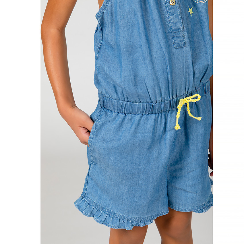 Combishort en denim broderies Minnie (Disney) pour fille 