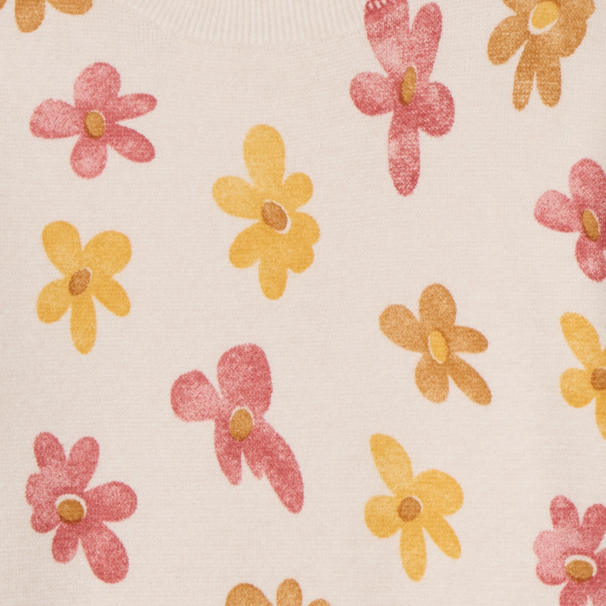 Sudadera oversize de punto milano con estampado fantasía para niña 