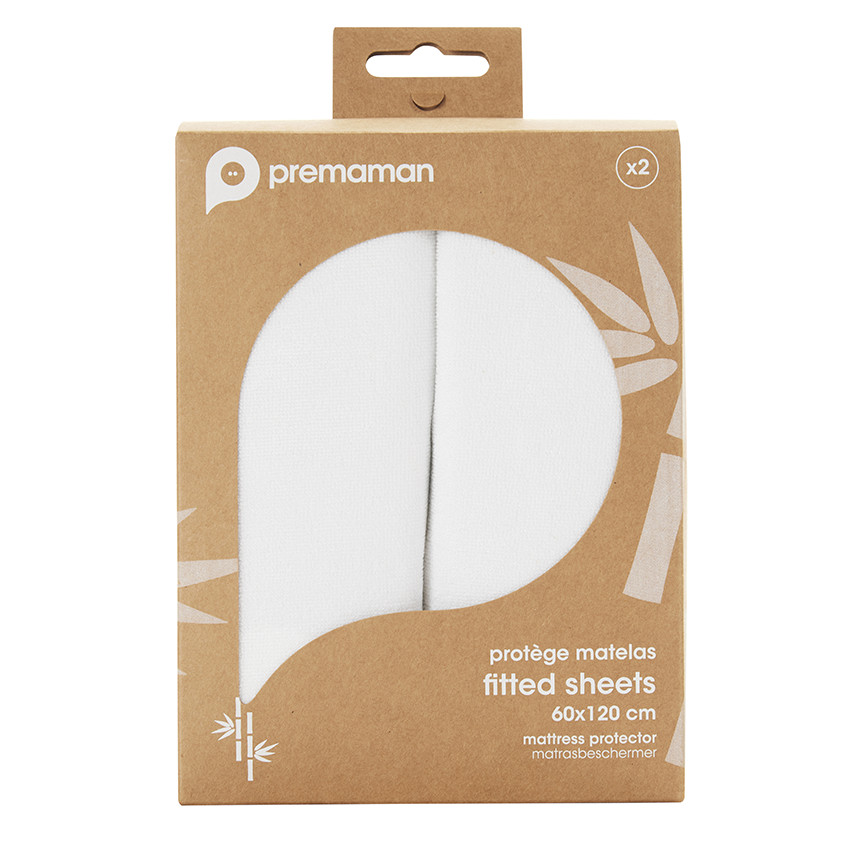 Lote de 2 protectores de colchón 60 x 120 cm 