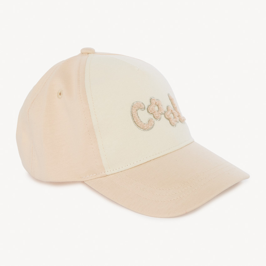 Gorra de felpa con parches de rizo para niña 