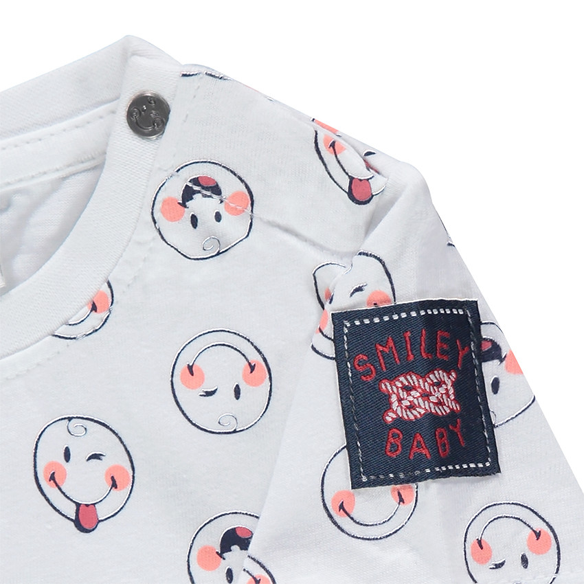 Conjunto de camiseta con Smiley estampado y bermudas efecto vaquero  