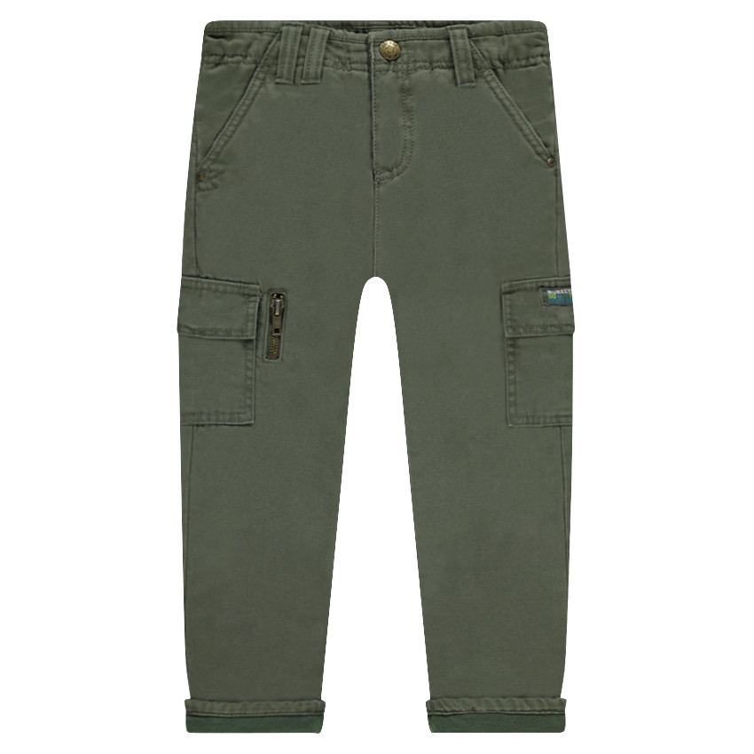 Pantalón liso con forro de punto y bolsillos 