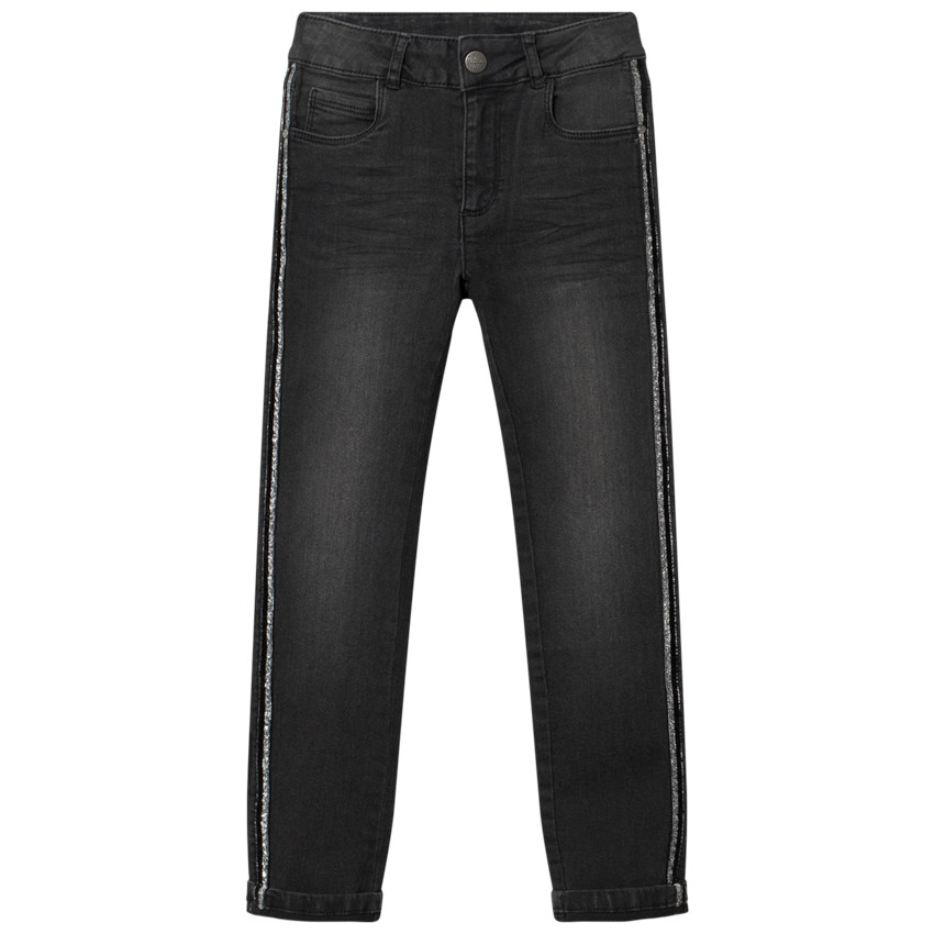 Jeans efecto lavado con bandas brillantes laterales 