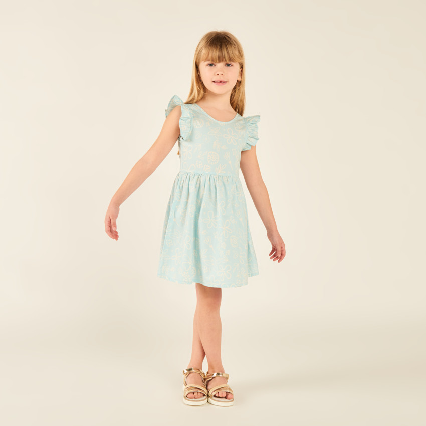 Vestido de flores sin mangas con espalda descubierta para niña 