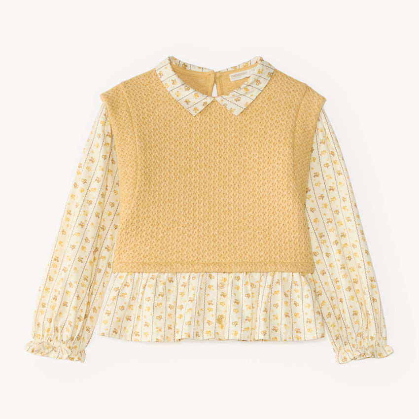 Jersey sin mangas para niña con efecto 2 en 1 y estampado floral 
