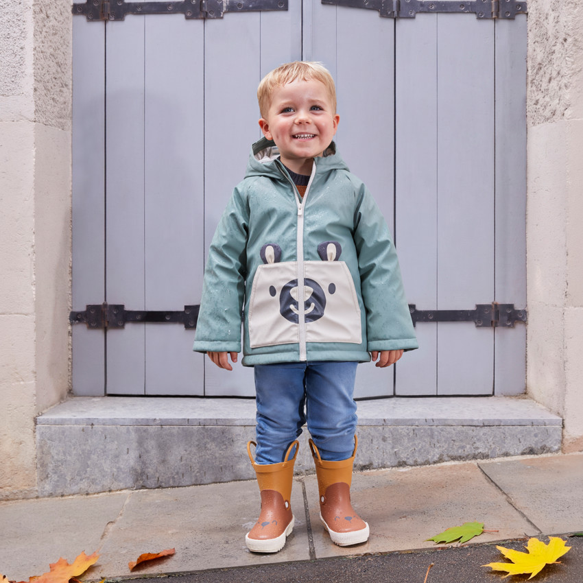 Parka impermeable para bebé niño con bolsillo divertido 