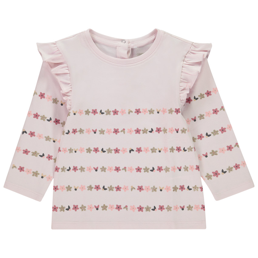 Camiseta de rayas con volantes para bebé niña 