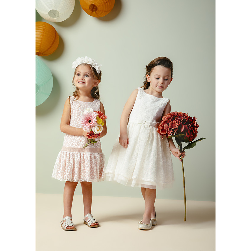 Robe de cérémonie sans manches en tulle motif léopard 