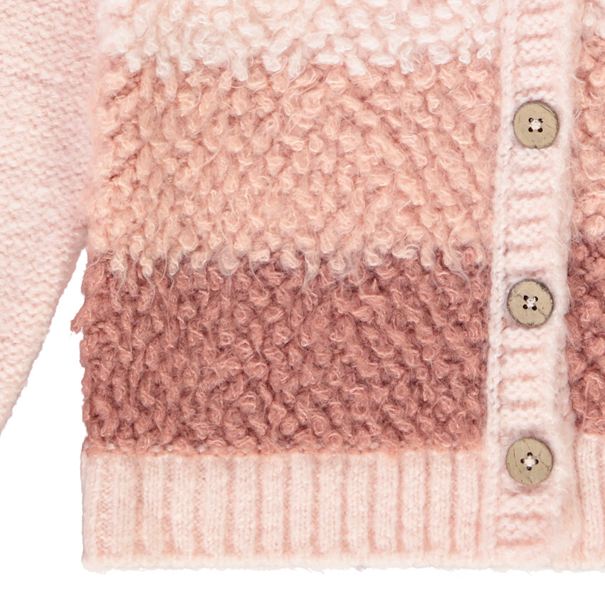 Chaleco largo de punto para niña con inserciones de borreguito 