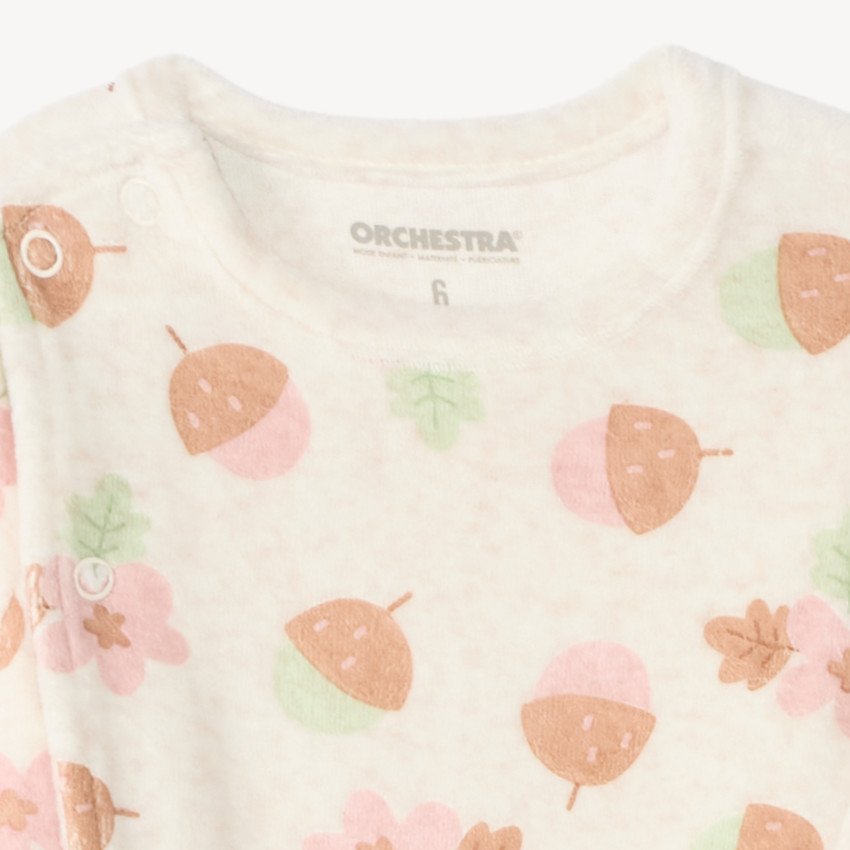 Lote de 3 pijamas de terciopelo para bebé niña con motivo de bosque (acabados diferentes según la edad) 