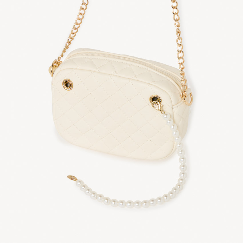 Bolso bandolero de efecto cuero acolchado con perlas para niña 