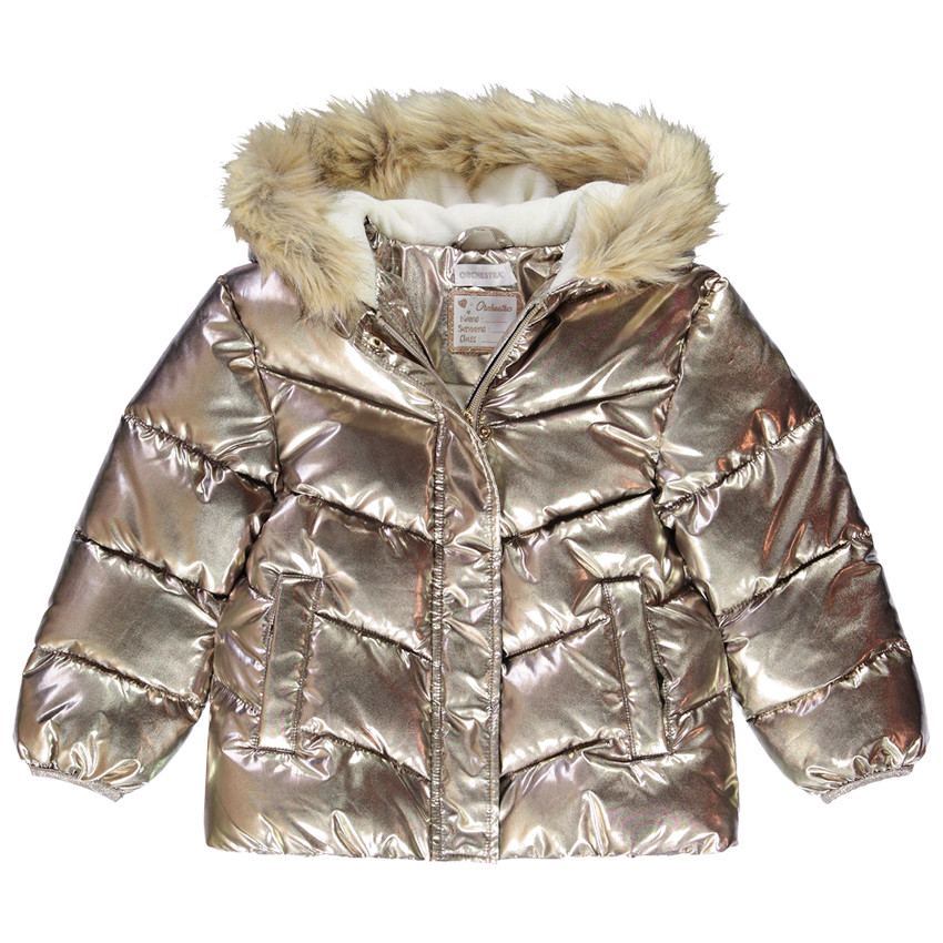 Chaqueta con capucha de piel sintética impermeable con forro de sherpa 