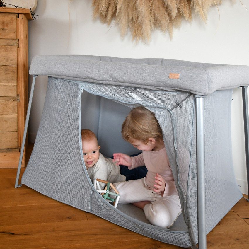 Cuna de viaje evolutiva 3 en 1 Eazy Sleep gris jaspeado guijarro 