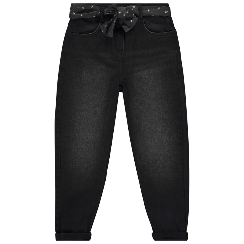 Vaqueros de denim corte mom fit con cinturón pañuelo fantasía para niña 