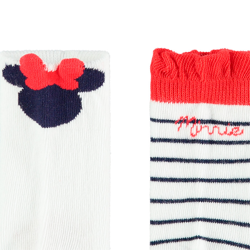 Juego de 2 pares de calcetines variados de rayas/lisos Minnie Disney  