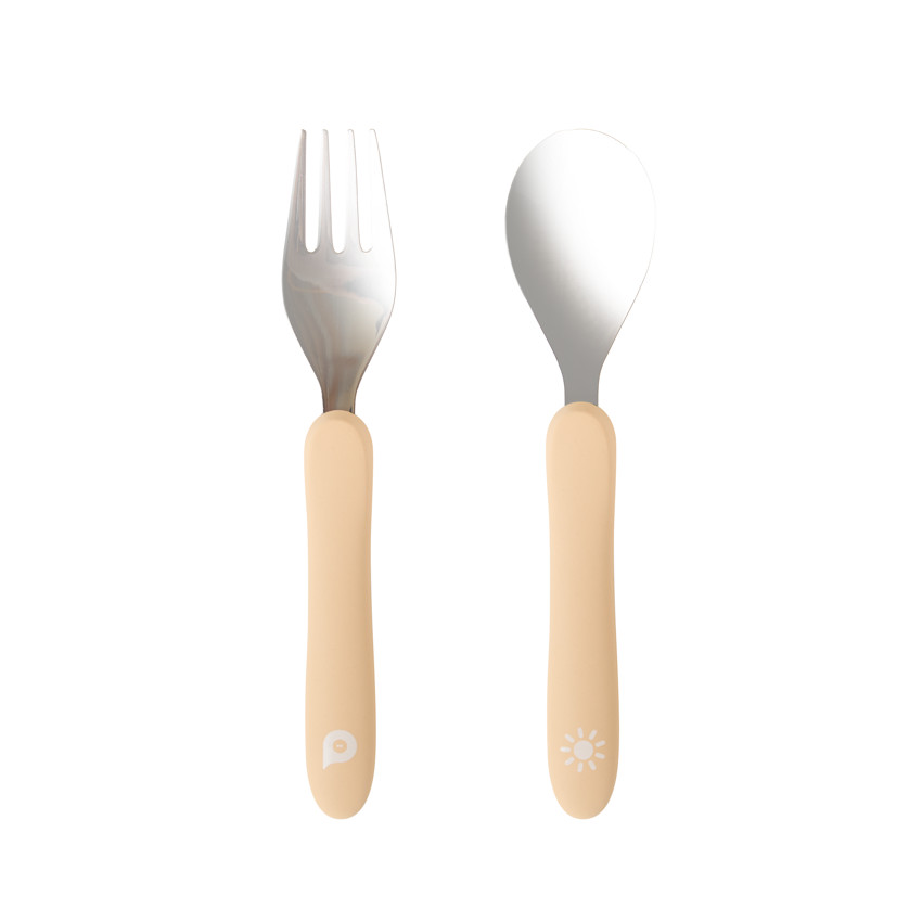 Set de cubiertos cuchara y tenedor Miamix - beige. 
