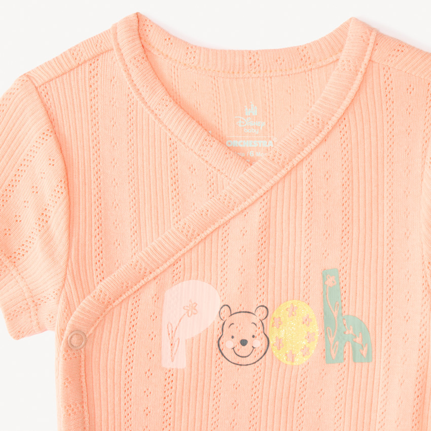 Lote de 3 bodies de canalé con mangas cortas de Winnie Disney para bebé niña 