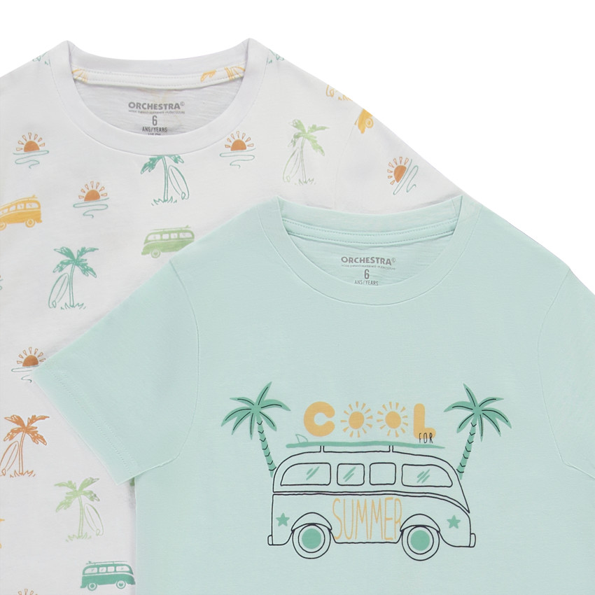 Pack de 4 camisetas de manga corta con motivos fantasía para niño 