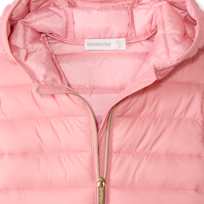 Anorak fino acolchado con capucha lisa para niña 