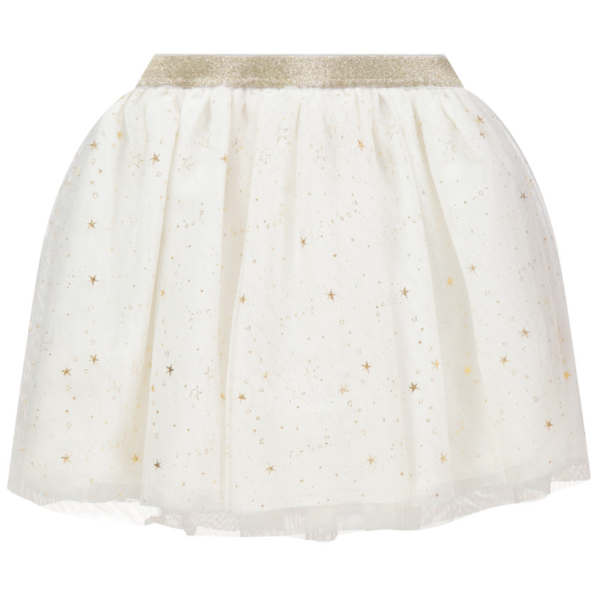 Jupe volantée à étoiles en foil doré  
