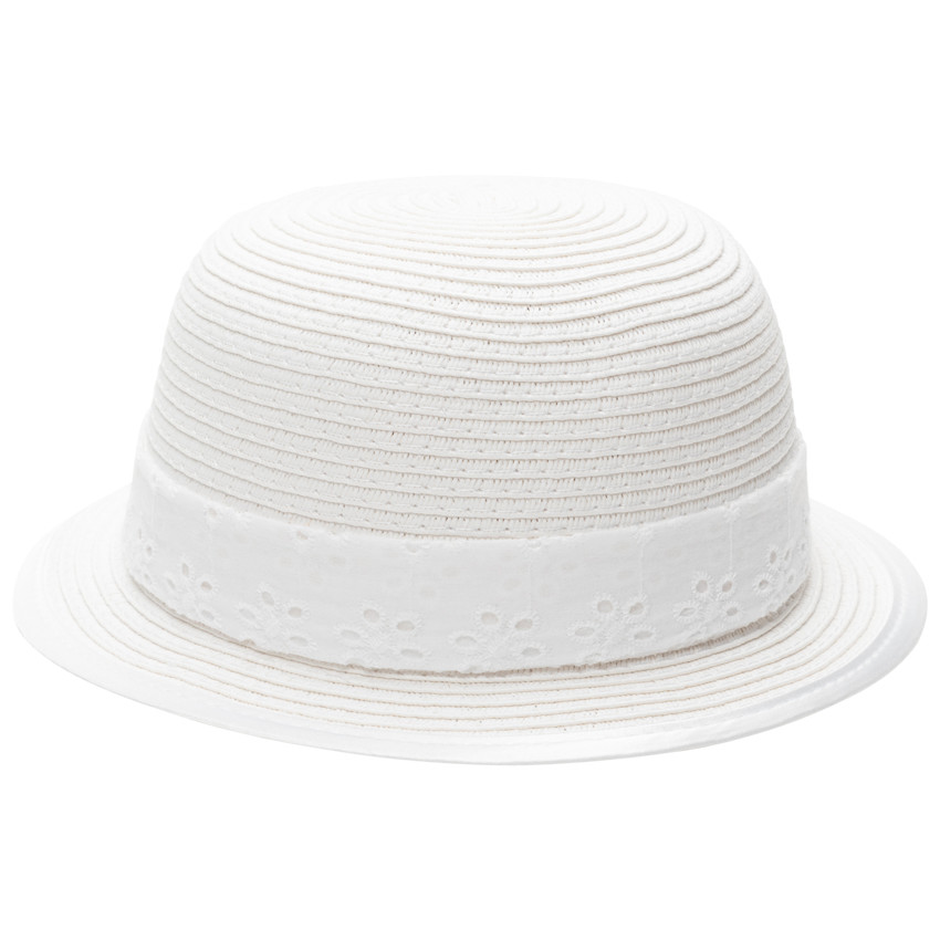 Sombrero efecto trenzado con cinta en bordado inglés 