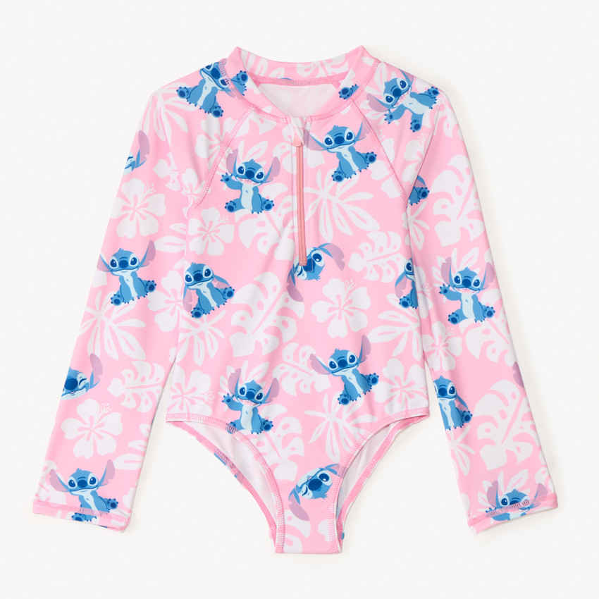 Bañador de una pieza de manga larga anti-UV SPF 50+ con estampado de Stitch de Disney para niña 
