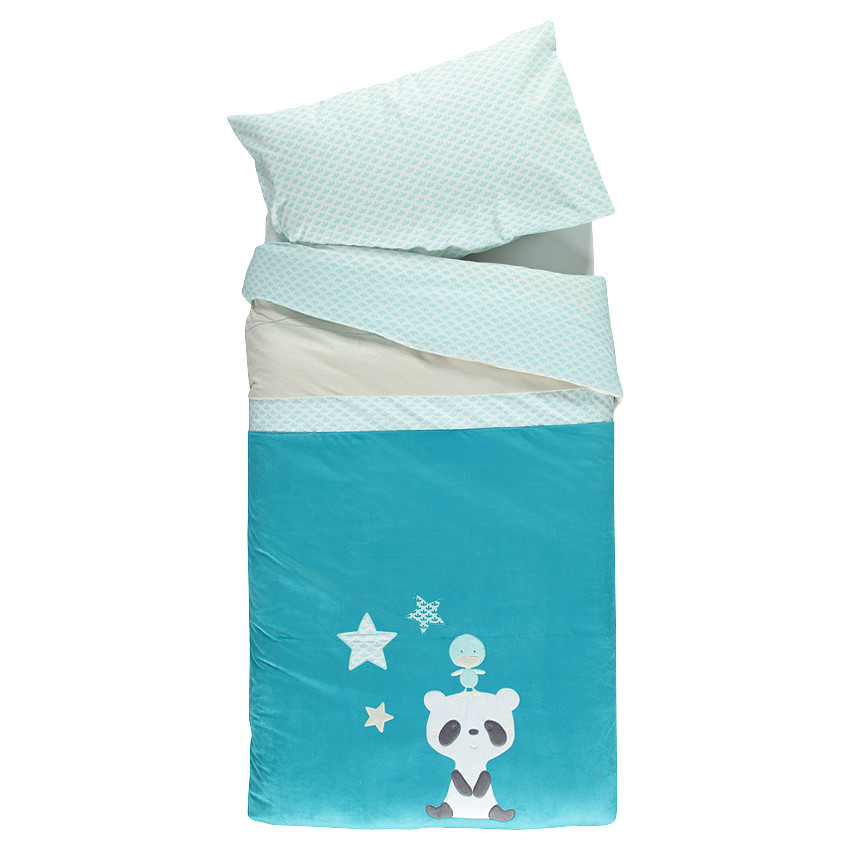 Juego de funda nórdica + funda de almohada con panda bordado - 140 x 100 cm  Additional Juego de funda nórdica + funda de almohada con panda bordado - 140 x 100 cm