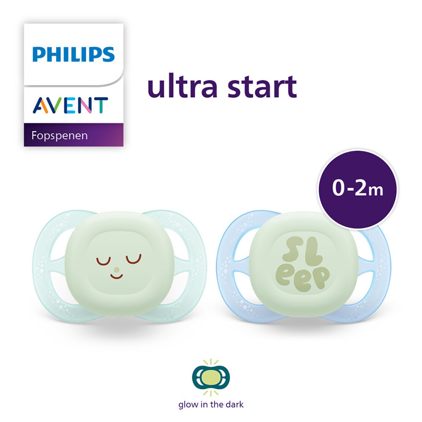 Sucette Ultra Start-Nuit 0-2m Vert/Bleu 2pcs 