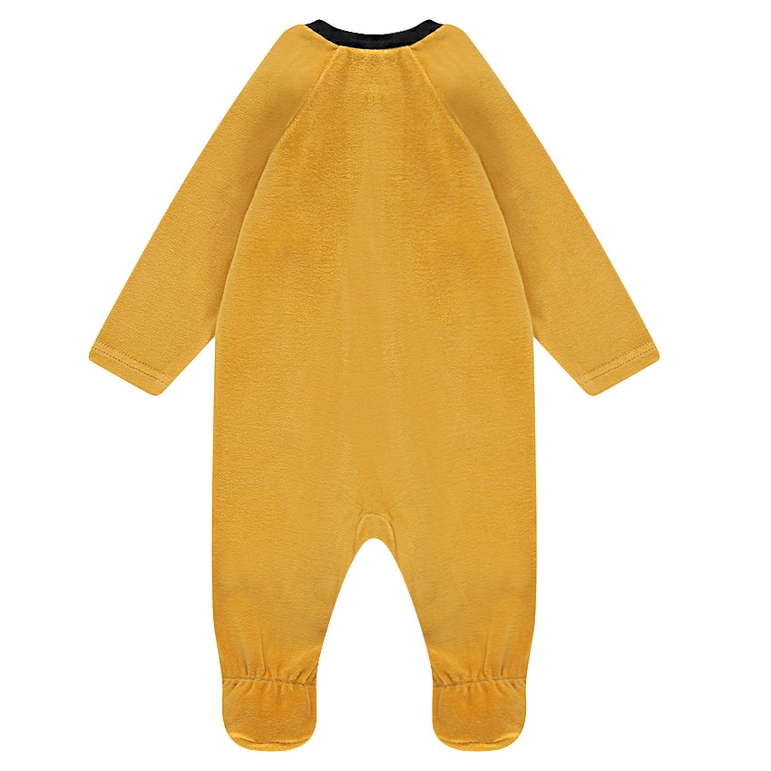 Juego de 2 pijamas con cremallera de terciopelo liso, con dibujo de máscara y estampado all-over 