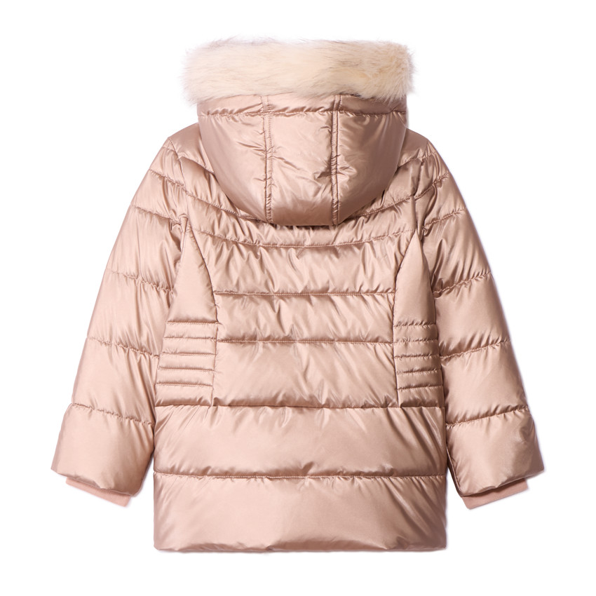 Chaqueta de abrigo metálica con capucha desmontable para niña 