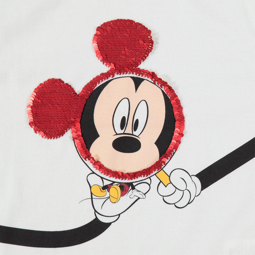 Camiseta de punto de manga larga con estampado de Mickey Disney y lentejuelas mágicas 