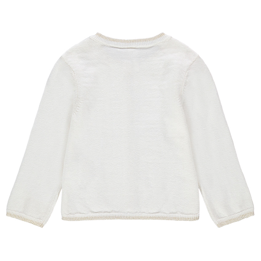 Chaqueta de punto crudo con toques dorado 