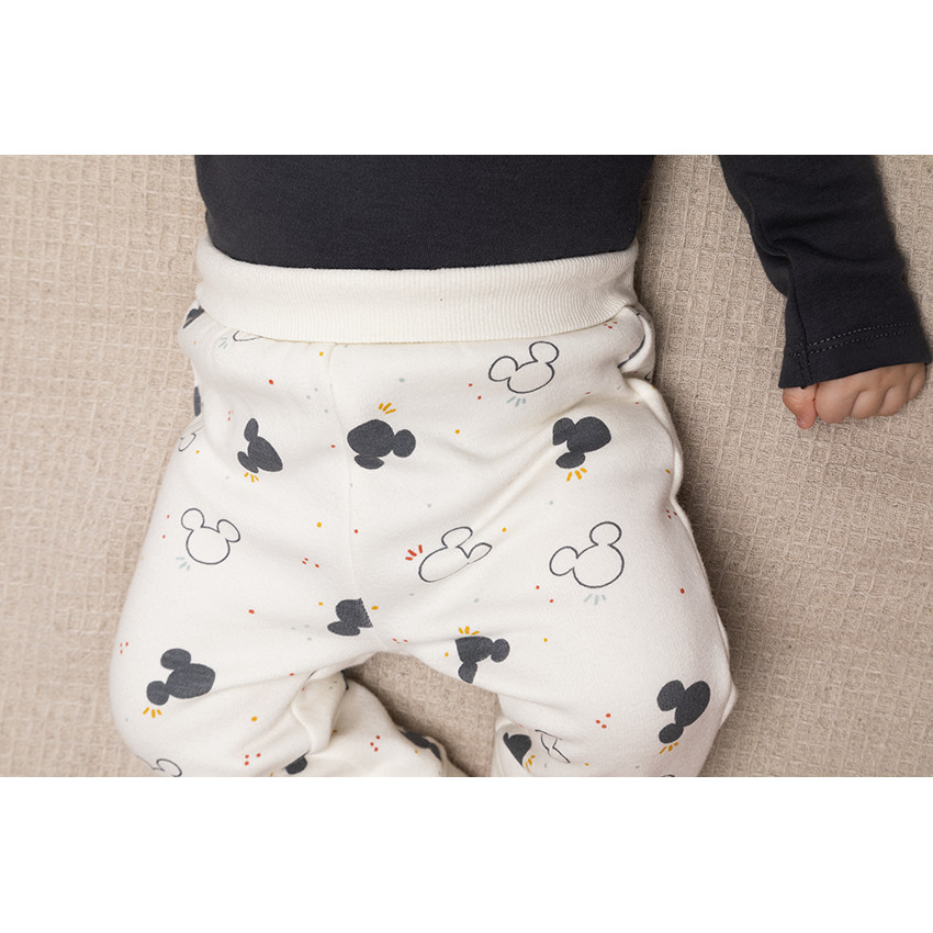 Conjunto en algodón con gorrito + bodi + pantalón con estampado de Mickey Mouse de Disney para bebé niño 