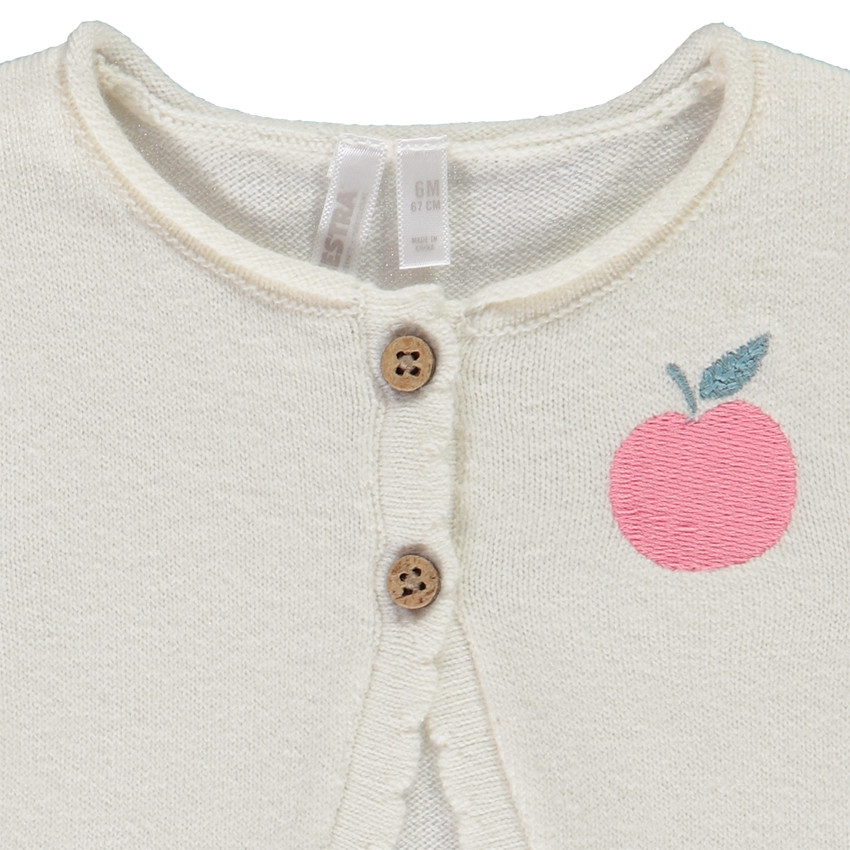 Chaleco de punto con bordado de manzana para bebé niña 