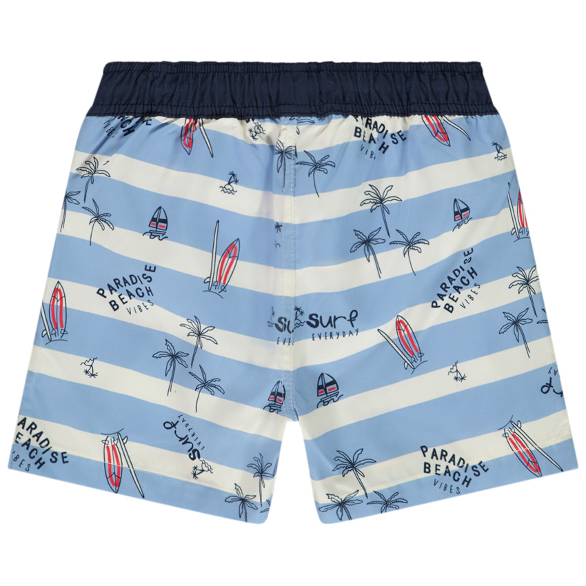 Short de baño a rayas con estampado fantasía para niño 