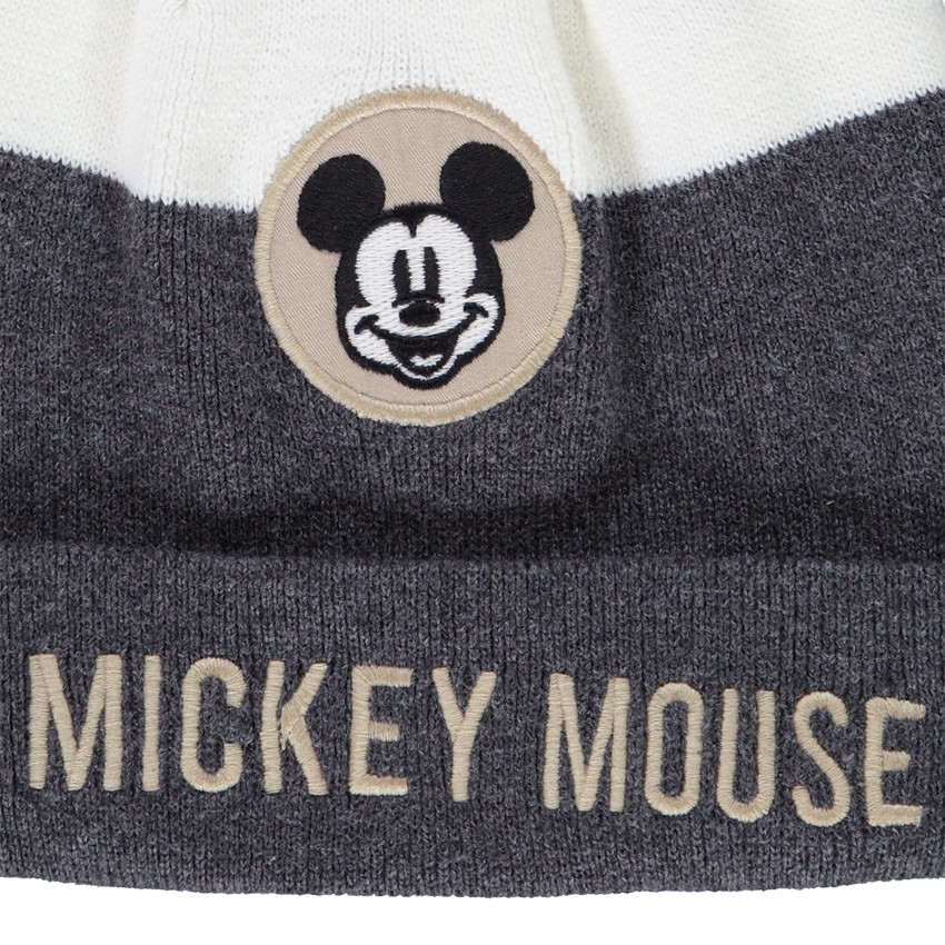 Bonnet en tricot tricolore avec patch brodé Mickey Disney pour garçon Main Bonnet en tricot tricolore avec patch brodé Mickey Disney pour garçon