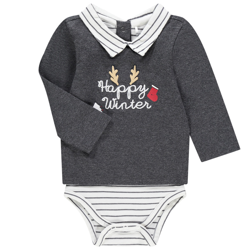 Body manga larga efecto 2 en 1 motivos navideños 