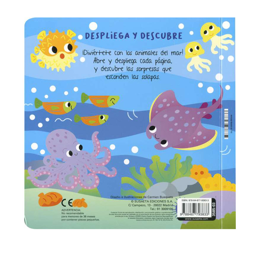 Cuento Animales del mar colección Despliega y descubre +3 años 