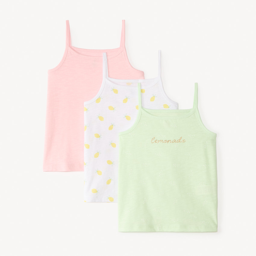 Pack de 3 camisetas sin mangas con tirantes originales para niña 