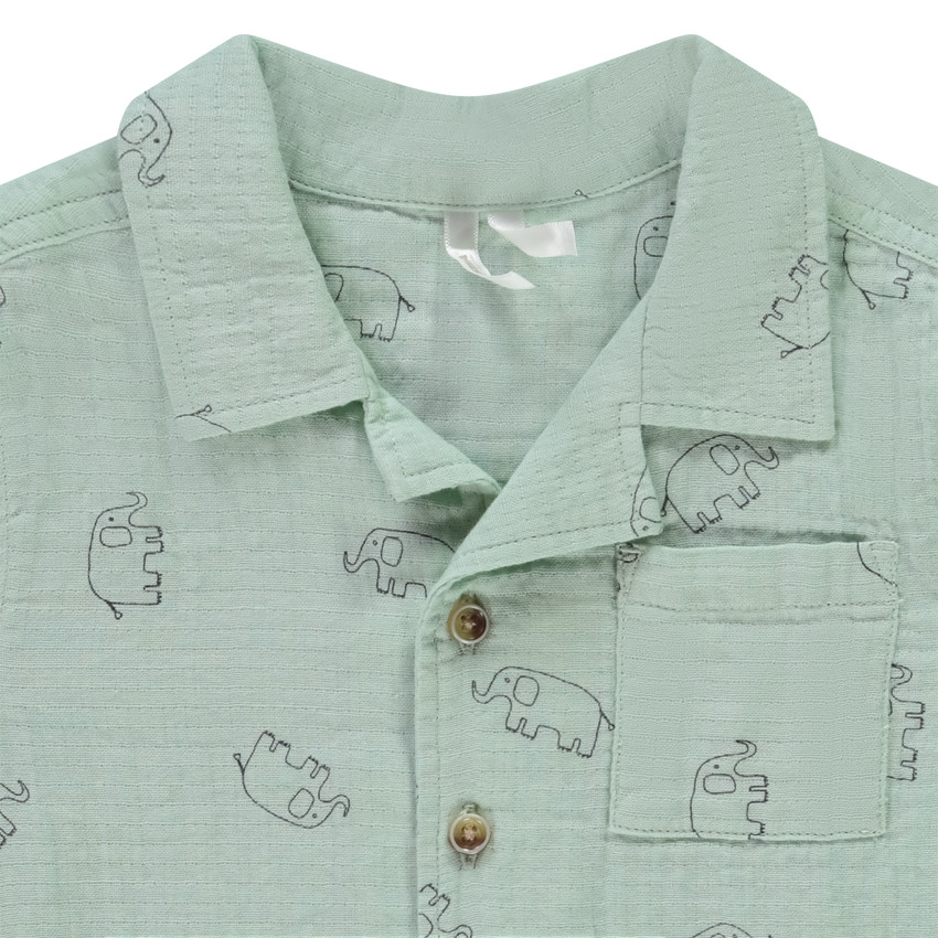 Conjunto 2 piezas de doble gasa estampado elefantes para bebé niño 