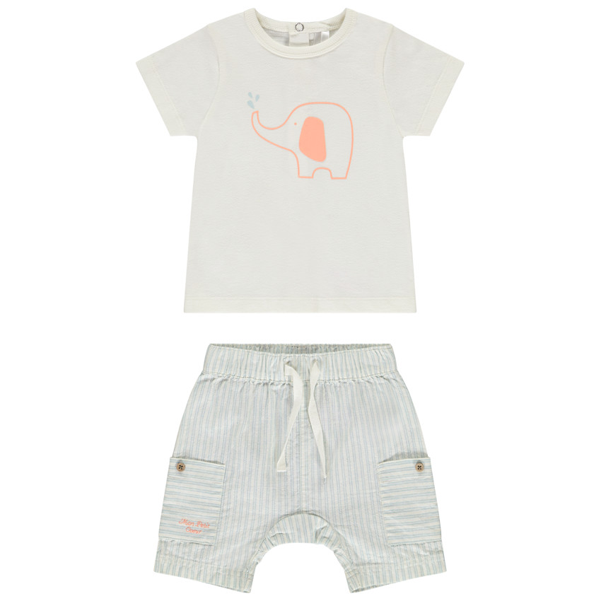 Conjunto de 2 piezas con bermudas a rayas para bebé niño 